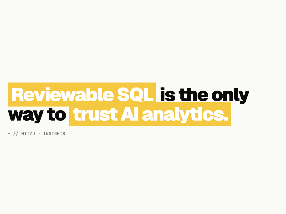 AI analytics verified SQL: how reviewable queries build decision trust