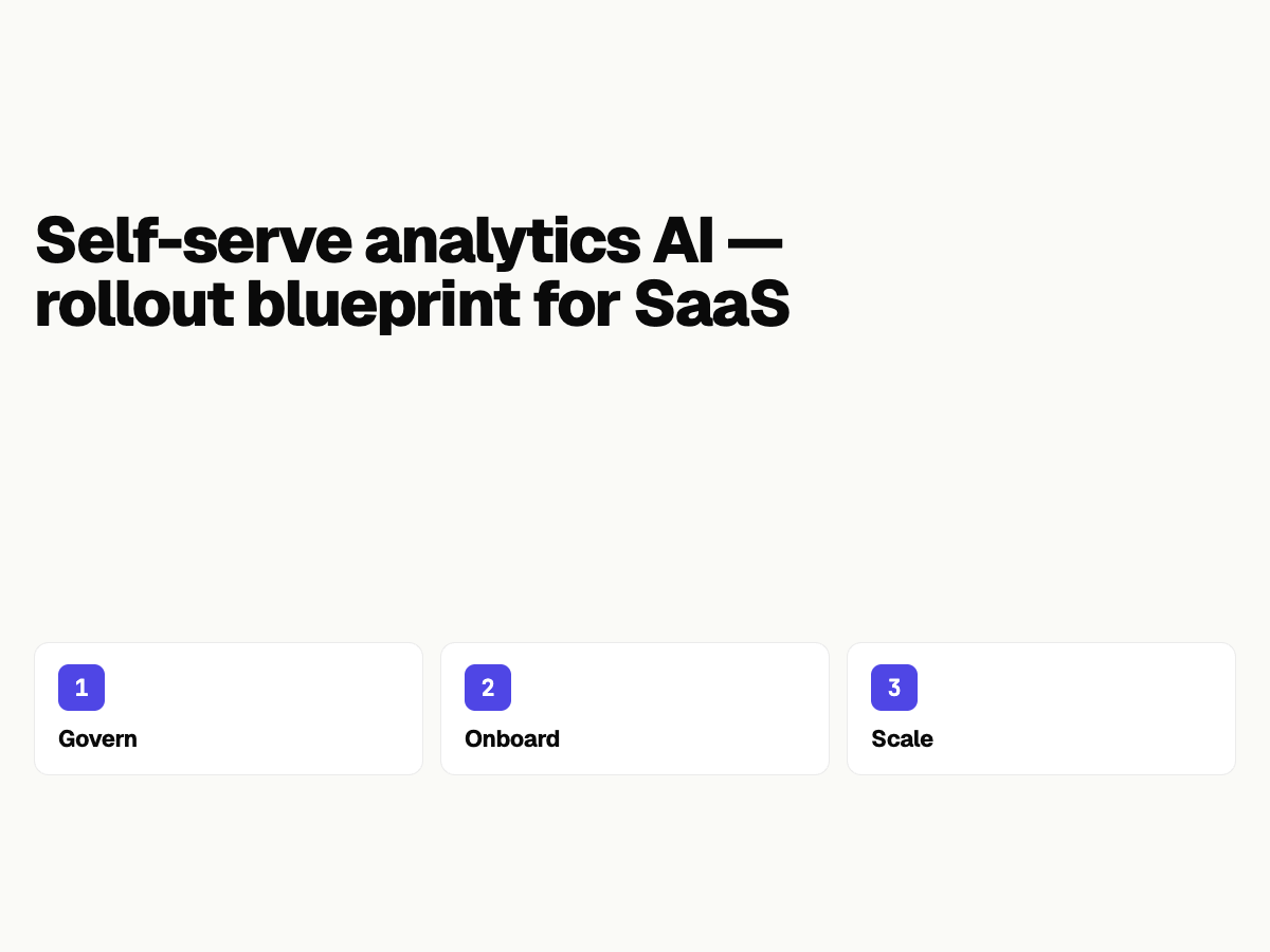 Self serve analytics AI for SaaS: rollout blueprint to cut queues and keep trust